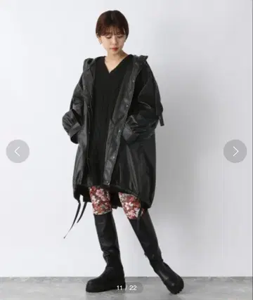 JEANASIS 비건 가죽 몬스터 후드티 블랙 자켓 아우터