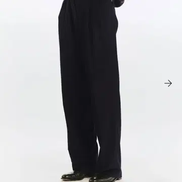 캐시미어 플란넬 / 더블 플리츠 와이드 트라우저, D 네이비