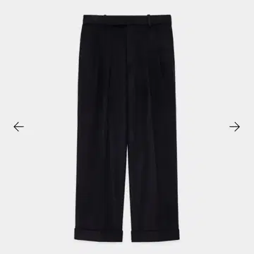 캐시미어 플란넬 / 더블 플리츠 와이드 트라우저, D 네이비