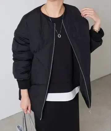 콜라주 개럴개런트 노카라 다운 코트