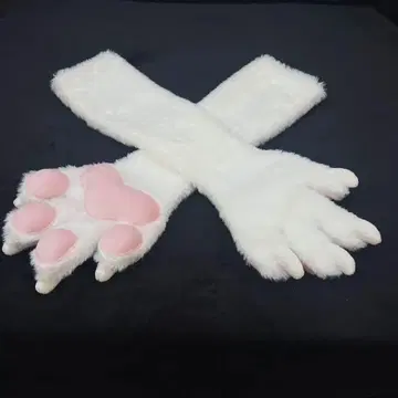 케모노 장갑 네 손가락 화이트 핑크 발바닥 핸드메이드 오리지널