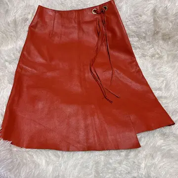 J&R 오렌지 랩 타이트 스커트 소가죽 레더
