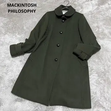 컨디션 최상 매킨토시 필로소피 싸개 단추 둥근 카라 코트 울