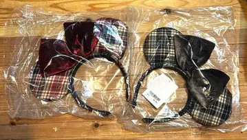 디즈니 머리띠 체크 무늬 2세트