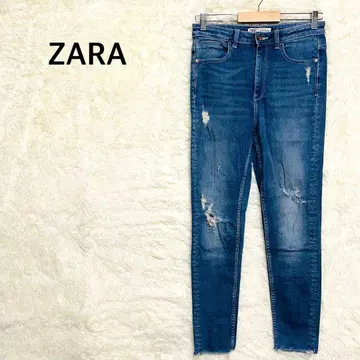 자라 스트레치 스키니 데님풍 팬츠 EUR 38 데미지 가공 M 사이즈