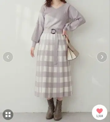 natural couture 체크 자카드 2WAY 니트 원피스