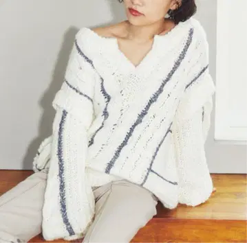 SNIDEL 핸드스티치 케이블 니트 풀오버