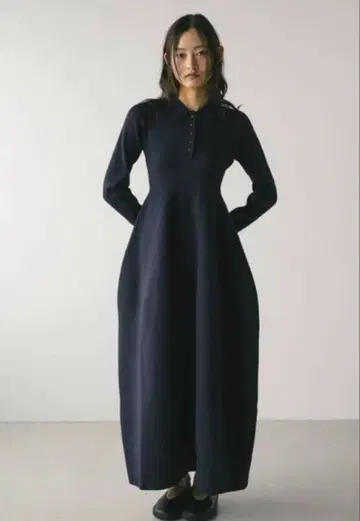 [ STYLEMIXER ] 형태 폴로 니트 원피스 (네이비) M