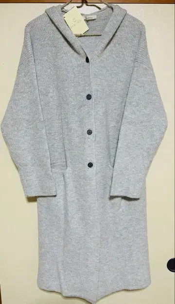 블루 위로우 blue willow 후드 부착 롱 니트 가디건