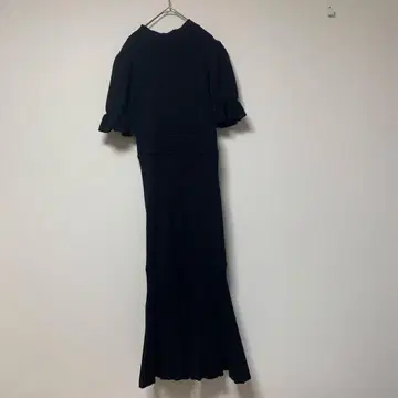 RESEXXY 리본 니트 롱 원피스 머메이드 블랙