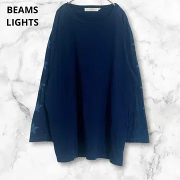 빔즈 네이비 별 패턴 긴팔 티셔츠 M 코튼 100% 롱티