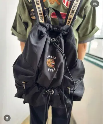 AMBER ROAR 블랙 드로우 스트링 백팩