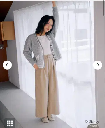 Disney cohina 플랩 로고 와이드 팬츠 regular 베이지 S