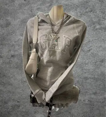 GAP 갭 후드티 y2k 헤이세이 갸루 그런지 그레이 크롭 기장