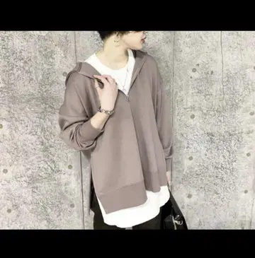 JEANASIS 지나시스 종이상자 하프 ZIP 후디 라이트 브라운