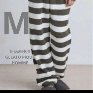 젤라또피케 HOMME 에어모코 코튼 플레이팅 2 보더 팬츠 카키