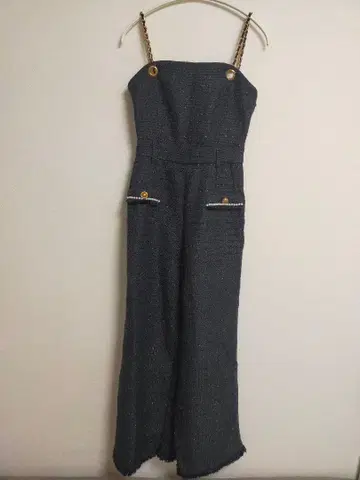 체인 스트랩 트위드 살로펫 올인원 블랙 F 새상품급