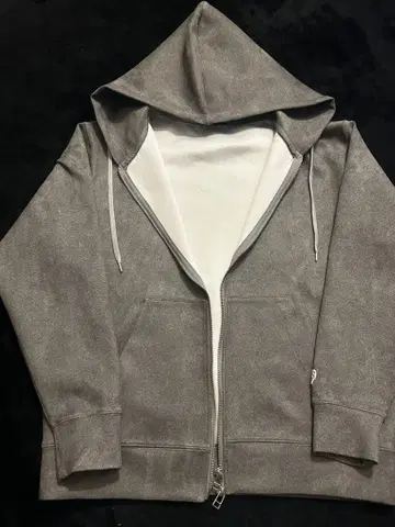 그레이 풀 집업 후드 맨투맨