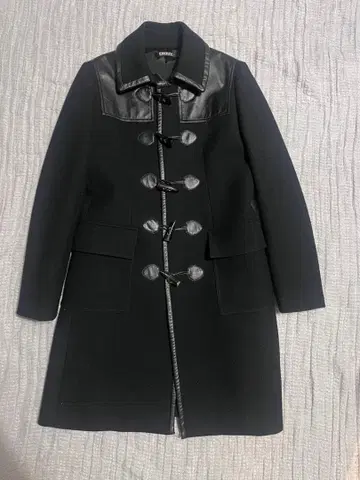 DNKY 더플 코트 블랙 울 x 가죽