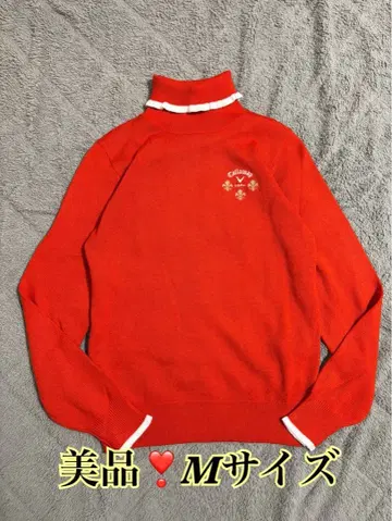 새상품급! Callaway 하이넥 스웨터 M 사이즈 빨간색 오렌지 계열