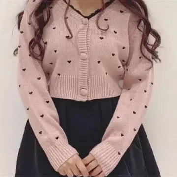 evelyn 하트 가디건 핑크
