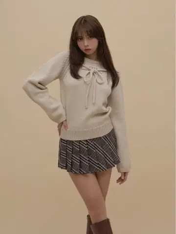 Andmary 케이시 니트 탑 베이지