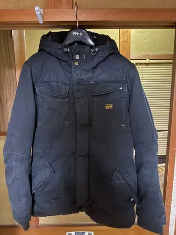 G-STAR 블랙 후드 부착 자켓