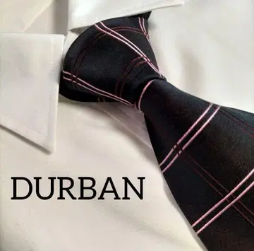더반 DURBAN 넥타이 블랙 체크 일본제 비즈니스 실크