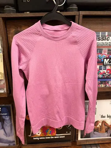 리브 편직 핑크 긴팔 상의 lululemon 사이즈 4