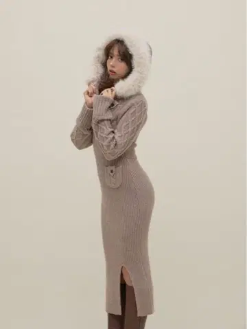 Andmary Nara hood set dress mocha brown