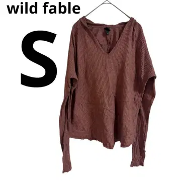 한정판 wild fable [ S ] 홍차색 V넥 긴팔 티 후드 부착
