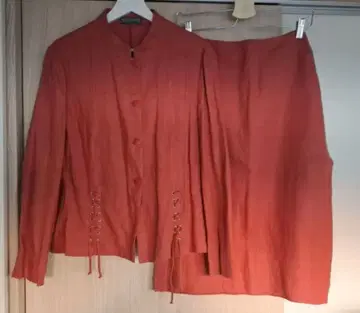 KRIZIA POI 오렌지 린넨 셋업 스커트 크리치아포이