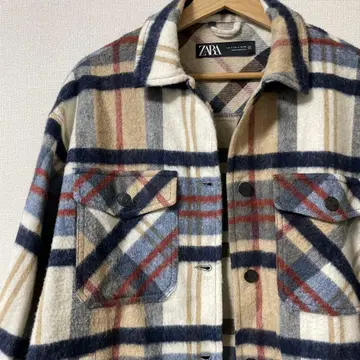 ZARA 체크 무늬 플란넬 CPO 자켓 오버 셔츠 자켓