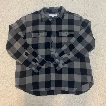그레이 블랙 체크 플란넬 셔츠 구제 의류