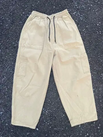 페이스 패션 베이지 카고 팬츠 허리밴딩