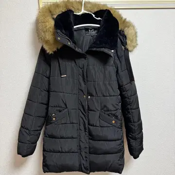 ZARA 퍼 달린 블랙 다운 자켓 후드 탈부착 가능 M 블랙