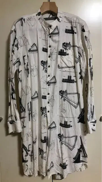 YUTA MATSUOKA 도면 프린트 긴팔 셔츠