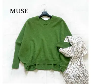새상품급 MUSE 뮤즈 울 캐시미어 니트 파시오네 캐시미어 혼방 그린