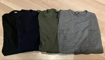 [ 즉시 발송 ] 4장 세트 유니클로 메리노 크루넥 스웨터 메리노울