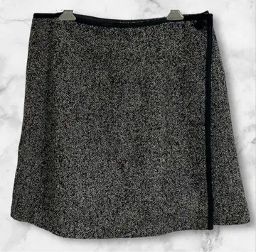 스콧 클럽 트위드 랩 스타일 미니 스커트 모 86% 9호 M 사이즈
