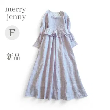 24SS 새상품 merry jenny 체크 롱 원피스 라벤더