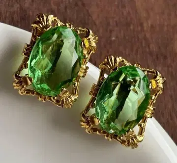 빈티지 대형 유리 오픈백 USA 귀찌 Unsign 오벌