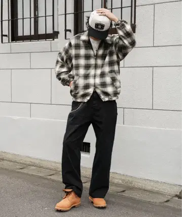 Bleme 빈티지 가공 와이드 스트레이트 고밀도 페인터 덕 팬츠