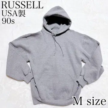USA제 RUSSELL 러셀 90s 후드티 그레이 짧은 기장 M 후드