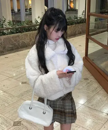 anyonemore 렌트 컬러 숏 퍼 자켓 한국 아우터 겨울