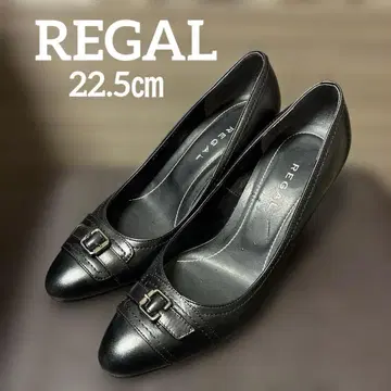 새상품급 REGAL 블랙 가죽 버클 펌프스 22.5cm