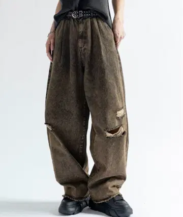 PLAN To 데님 팬츠 브라운