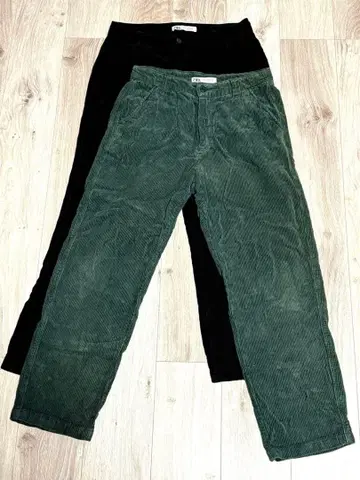 [ 새상품급 즉시 발송 ] ZARA 코듀로이 팬츠 2세트 (블랙/그린)
