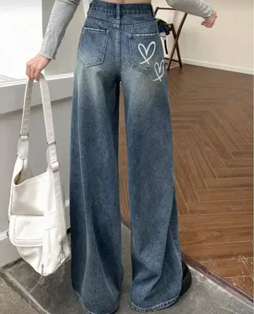 하트 와이드 레그 데님 팬츠 JP-M