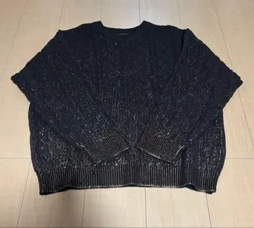 CLEL 호일 프린트 케이블 크루넥 니트 사이즈 M [시착만 한 상품]